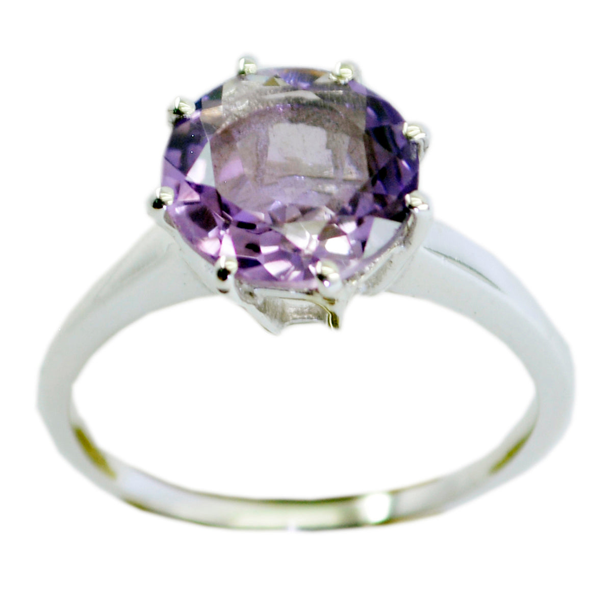 Amethyst Solitaire Korean 925 Silver Purple Gemstones Whisper thin Feminine Ring Jewellery Huvudsaklig produktbild