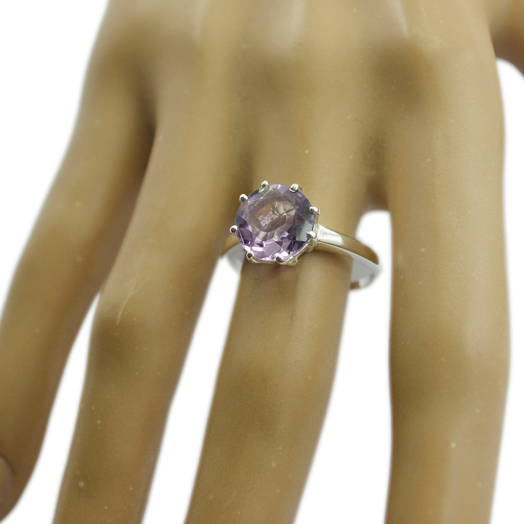 Amethyst Solitaire Korean 925 Silver Purple Gemstones Whisper thin Feminine Ring Jewellery