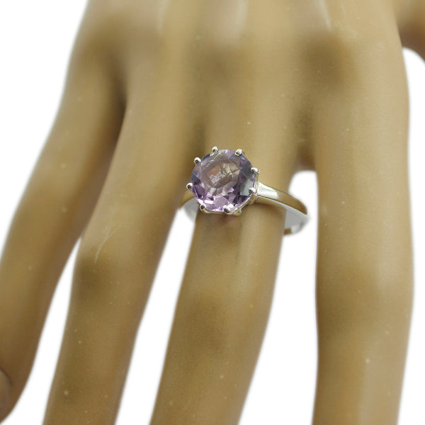 Amethyst Solitaire Korean 925 Silver Purple Gemstones Whisper thin Feminine Ring Jewellery