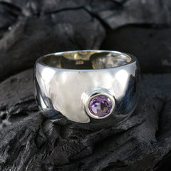 Amethyst Solitaire Indian Sterling Silver Purple Gemstone Eye catching Glamorous Ring Jewelry