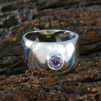 Amethyst Solitaire Indian Sterling Silver Purple Gemstone Eye catching Glamorous Ring Jewelry