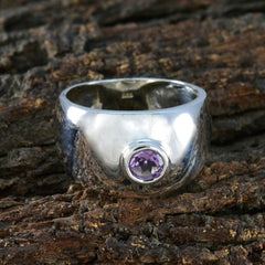 Amethyst Solitaire Indian Sterling Silver Purple Gemstone Eye catching Glamorous Ring Jewelry