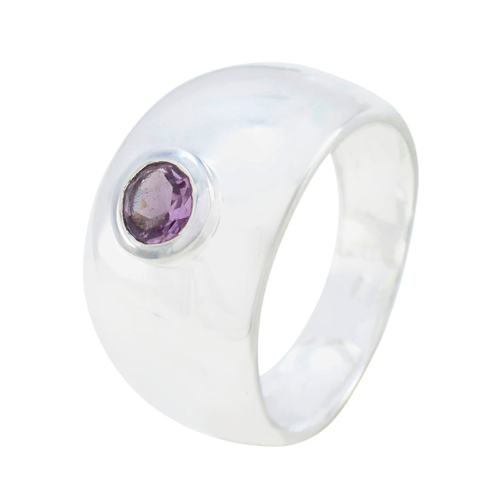 Amethyst Solitaire Indian Sterling Silver Purple Gemstone Eye catching Glamorous Ring Jewelry
