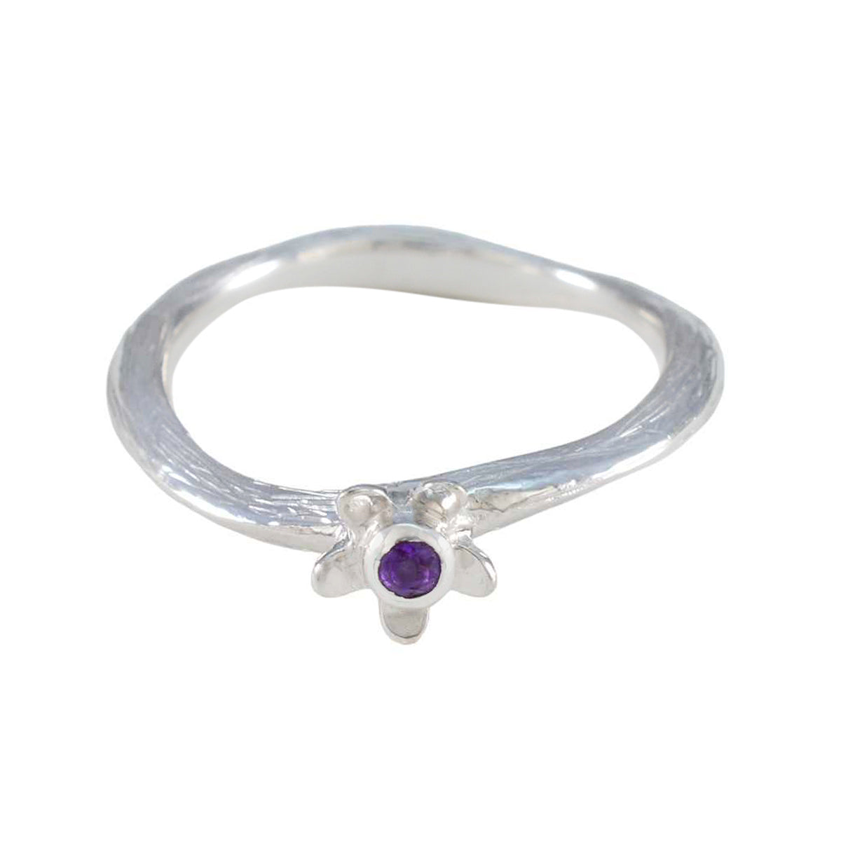 Amethyst Solitaire American Sterling Silver Purple Gems Delicate Abstract Ring Jewelry Главное изображение товара