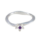 Amethyst Solitaire American Sterling Silver Purple Gems Delicate Abstract Ring Jewelry