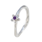 Amethyst Solitaire American Sterling Silver Purple Gems Delicate Abstract Ring Jewelry