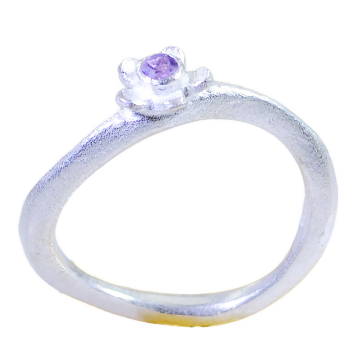 Amethyst Solitaire American Sterling Silver Purple Gems Delicate Abstract Ring Jewelry
