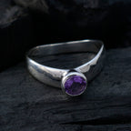 Amethyst Solitaire Japanese 925 Silver Purple Gems Whisper thin Modern Ring Jewelry
