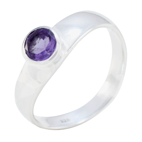 Amethyst Solitaire Japanese 925 Silver Purple Gems Whisper thin Modern Ring Jewelry