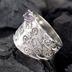 Amethyst Solitaire African 92.5 Silver Purple Gems Versatile Art Deco Ring Jewelry