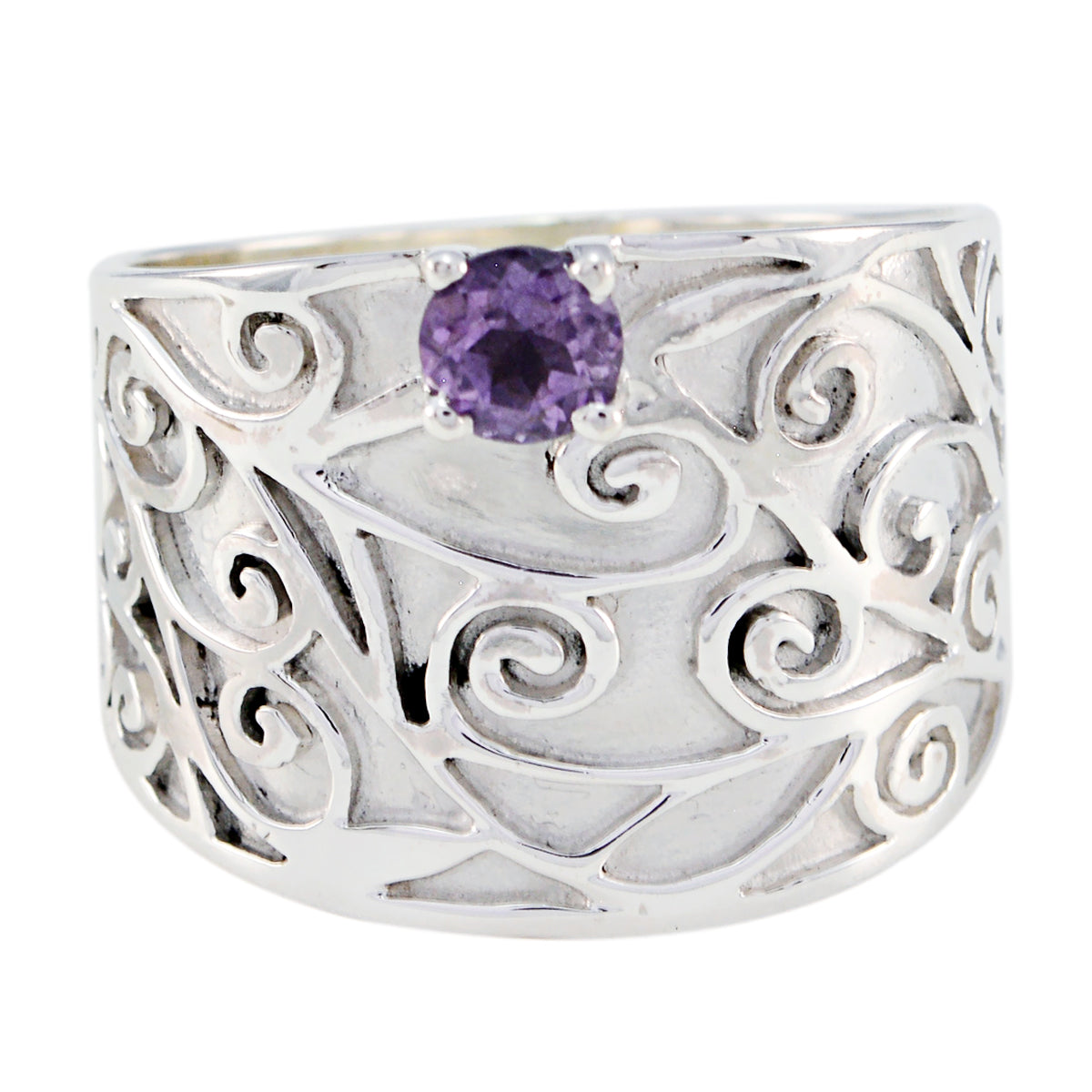 Amethyst Solitaire African 92.5 Silver Purple Gems Versatile Art Deco Ring Jewelry Huvudsaklig produktbild