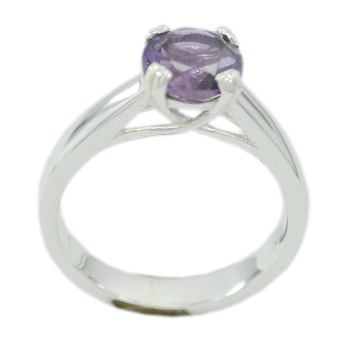 Amethyst Solitär Ägyptischer Sterling Silber Lila Edelsteine Schmaler Romantischer Ring Schmuck Hauptbild
