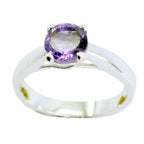 Amethyst Solitaire Egyptian Sterling Silver Purple Gems Slim Romantic Ring Jewellery