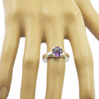 Amethyst Solitaire Egyptian Sterling Silver Purple Gems Slim Romantic Ring Jewellery
