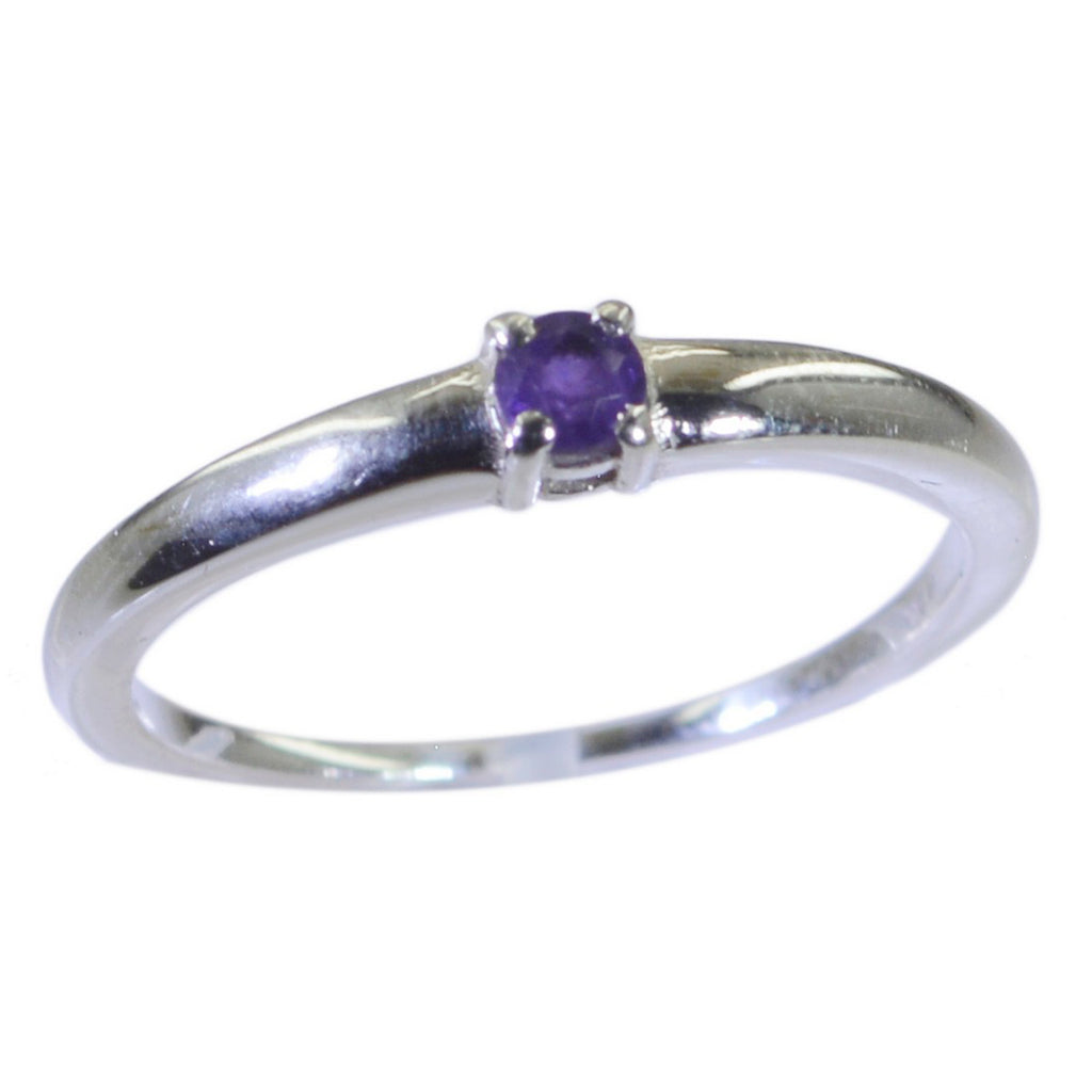 Amethyst Solitaire Turkish 92.5 Silver Purple Gemstones Minimalist Romantic Ring Jewelry