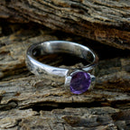 Amethyst Solitaire German 925 Sterling Silver Purple Gemstones Slim Glamorous Ring Jewelry