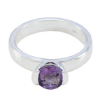 Amethyst Solitaire German 925 Sterling Silver Purple Gemstones Slim Glamorous Ring Jewelry