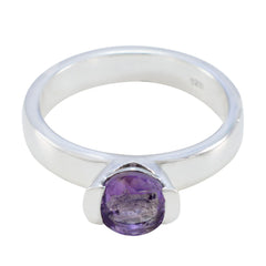 Amethyst Solitaire German 925 Sterling Silver Purple Gemstones Slim Glamorous Ring Jewelry