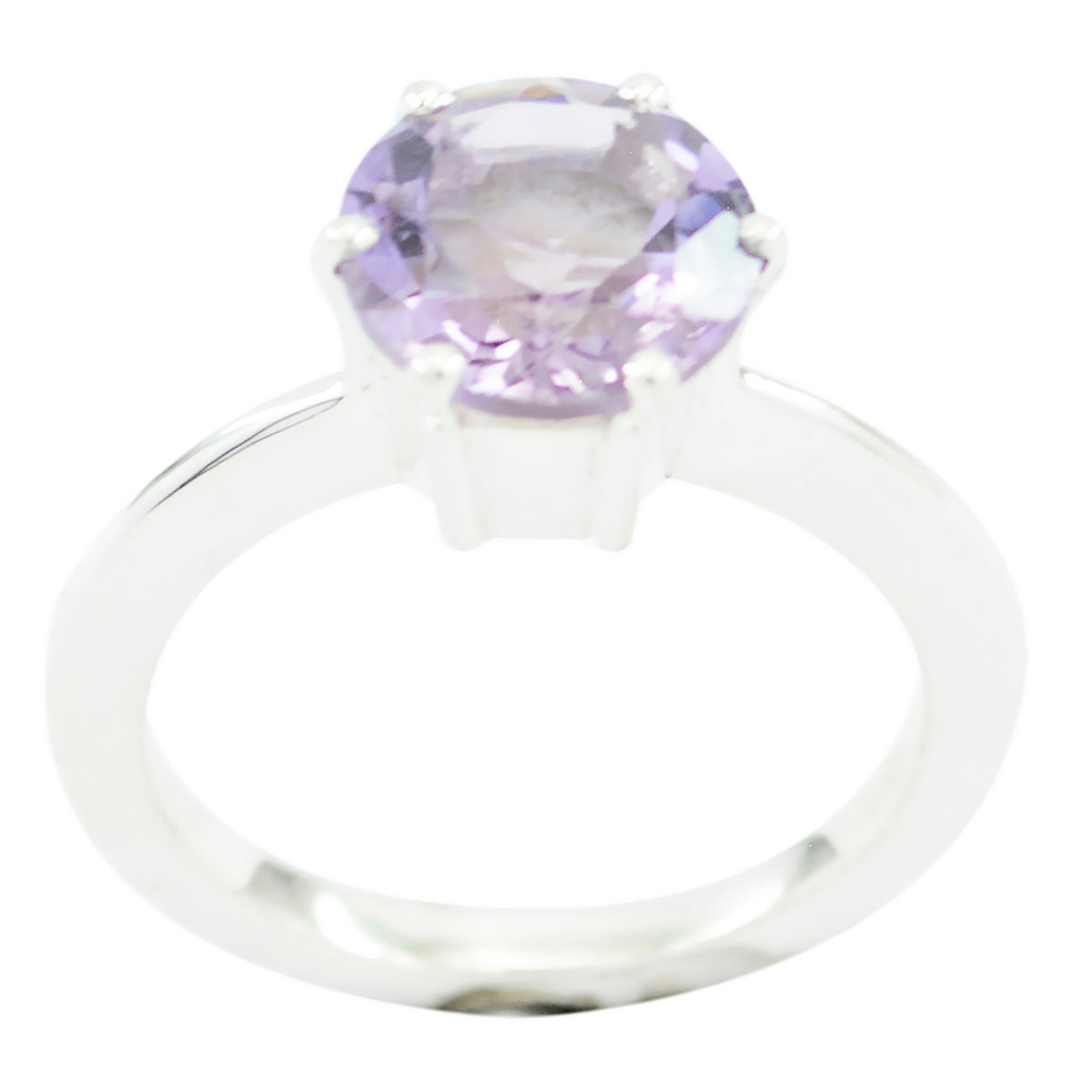 Amethyst Solitaire African 925 Silver Purple Gems Slim Contemporary Ring Jewellery