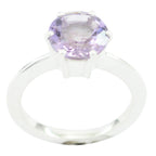 Amethyst Solitaire African 925 Silver Purple Gems Slim Contemporary Ring Jewellery