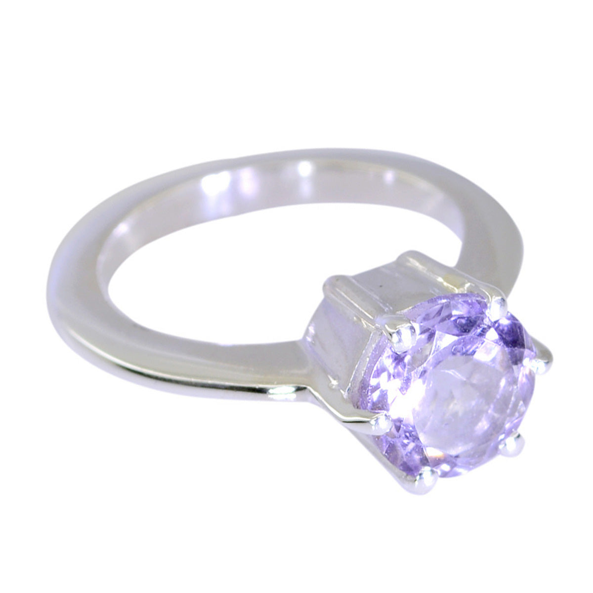 Amethyst Solitaire African 925 Silver Purple Gems Slim Contemporary Ring Jewellery