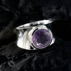 Amethyst Solitaire German 92.5 Silver Purple Gemstones Edgy Armor Band Jewellery