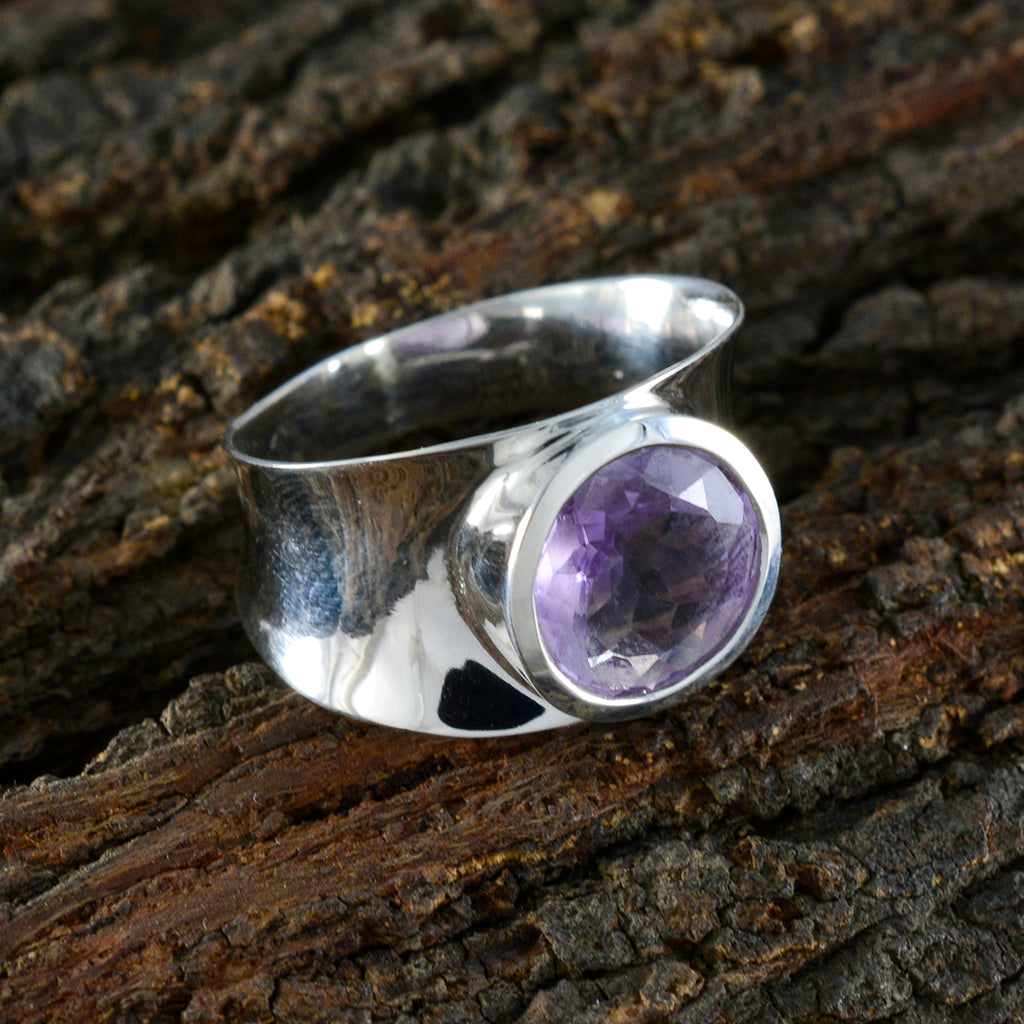 Amethyst Solitaire German 92.5 Silver Purple Gemstones Edgy Armor Band Jewellery