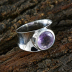 Amethyst Solitaire German 92.5 Silver Purple Gemstones Edgy Armor Band Jewellery