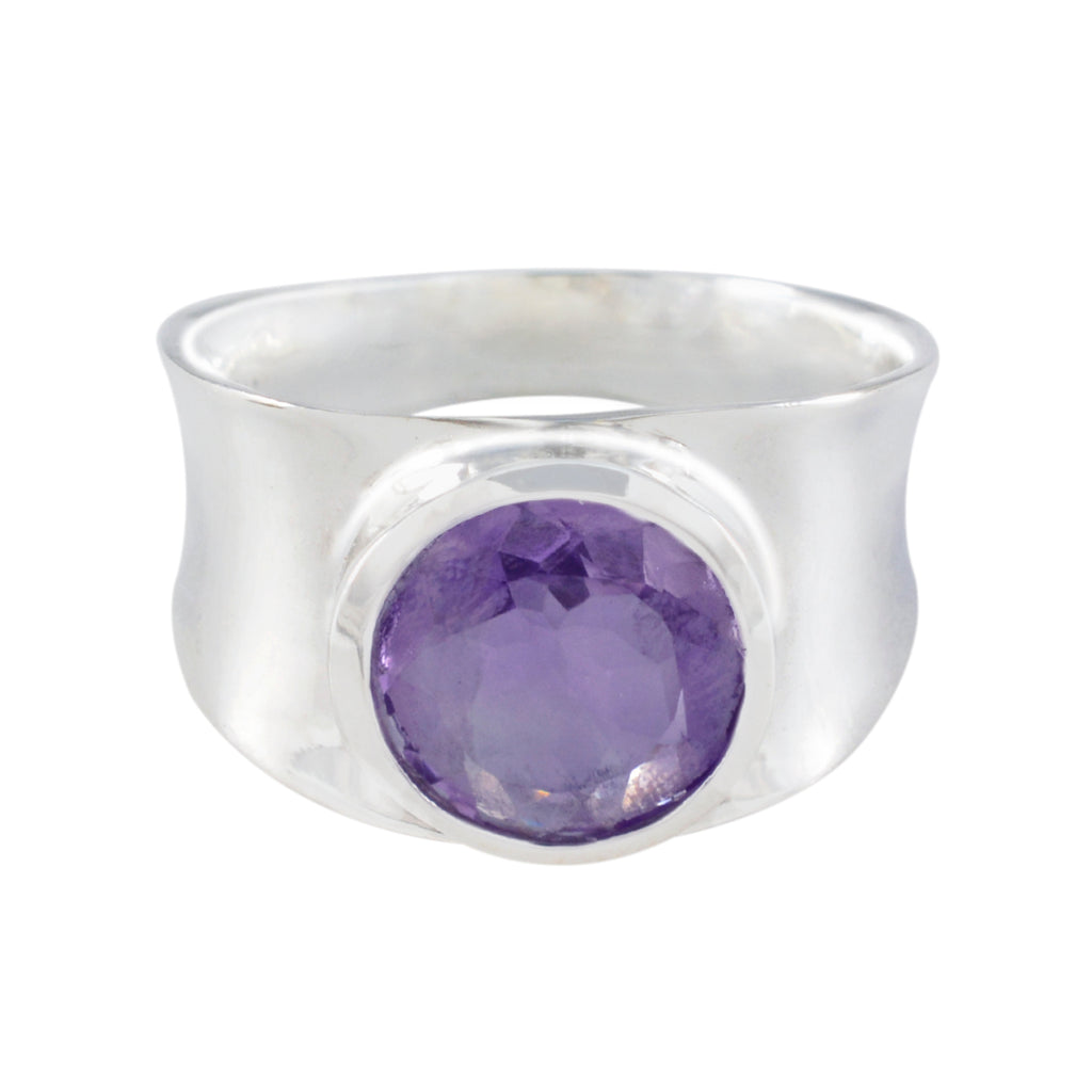 Amethyst Solitaire German 92.5 Silver Purple Gemstones Edgy Armor Band Jewellery