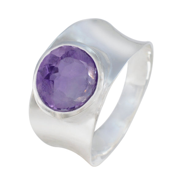 Amethyst Solitaire German 92.5 Silver Purple Gemstones Edgy Armor Band Jewellery