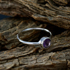 Amethyst Solitaire Korean Sterling Silver Purple Gems Dainty Romantic Ring Jewellery