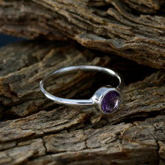 Amethyst Solitaire Korean Sterling Silver Purple Gems Dainty Romantic Ring Jewellery