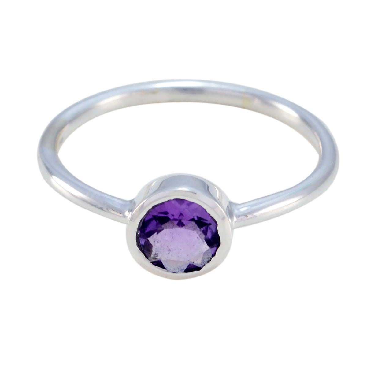 Amethyst Solitaire Korean Sterling Silver Purple Gems Dainty Romantic Ring Jewellery
