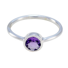 Amethyst Solitaire Korean Sterling Silver Purple Gems Dainty Romantic Ring Jewellery