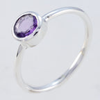 Amethyst Solitaire Korean Sterling Silver Purple Gems Dainty Romantic Ring Jewellery