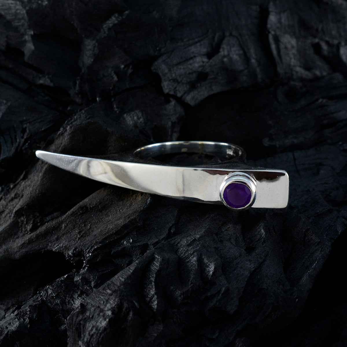 Amethyst Solitaire Indian 925 Sterling Silver Purple Gems Versatile Fairytale Ring Jewelry