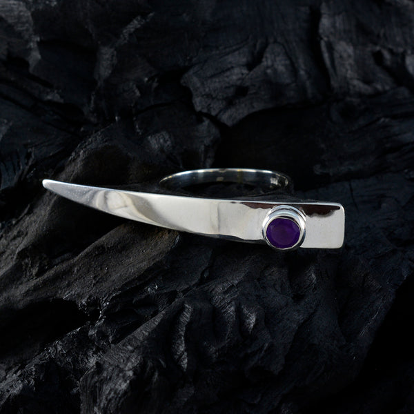 Amethyst Solitaire Indian 925 Sterling Silver Purple Gems Versatile Fairytale Ring Jewelry
