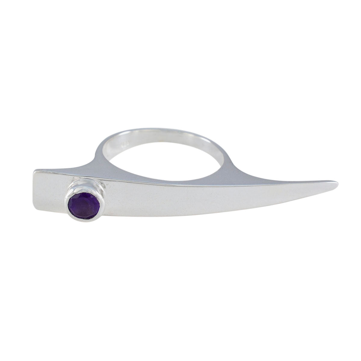 Amethyst Solitaire Indian 925 Sterling Silver Purple Gems Versatile Fairytale Ring Jewelry Imagen principal del producto