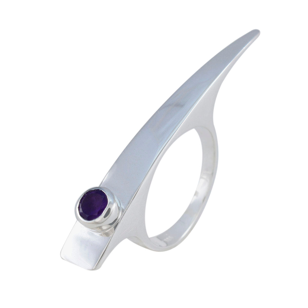 Anillo solitario de amatista indio de plata de ley 925 con gemas moradas, joyería versátil de cuento de hadas. Imagen secundaria del producto