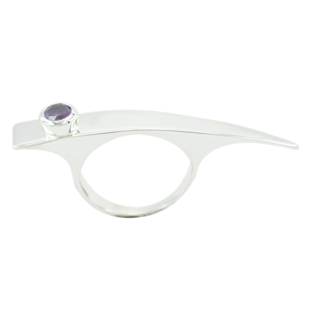 Amethyst Solitaire Indian 925 Sterling Silver Purple Gems Versatile Fairytale Ring Jewelry