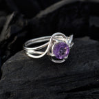Amethyst Solitaire Korean Sterling Silver Purple Gemstone Delicate Trendy Ring Jewellery
