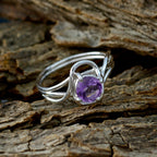 Amethyst Solitaire Korean Sterling Silver Purple Gemstone Delicate Trendy Ring Jewellery