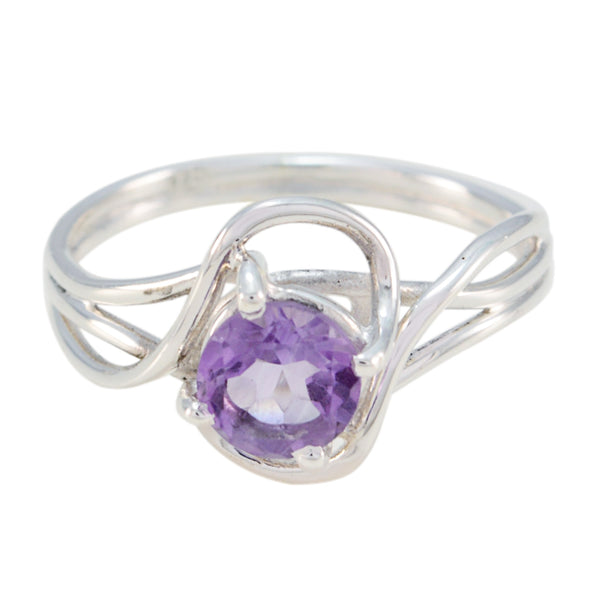Amethyst Solitaire Korean Sterling Silver Purple Gemstone Delicate Trendy Ring Jewellery
