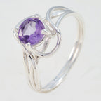 Amethyst Solitaire Korean Sterling Silver Purple Gemstone Delicate Trendy Ring Jewellery