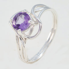 Amethyst Solitaire Korean Sterling Silver Purple Gemstone Delicate Trendy Ring Jewellery
