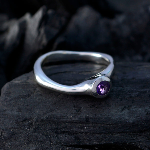 Amethyst Solitaire Japanese 925 Silver Purple Gems Whisper thin Romantic Ring Jewelry