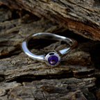 Amethyst Solitaire Japanese 925 Silver Purple Gems Whisper thin Romantic Ring Jewelry