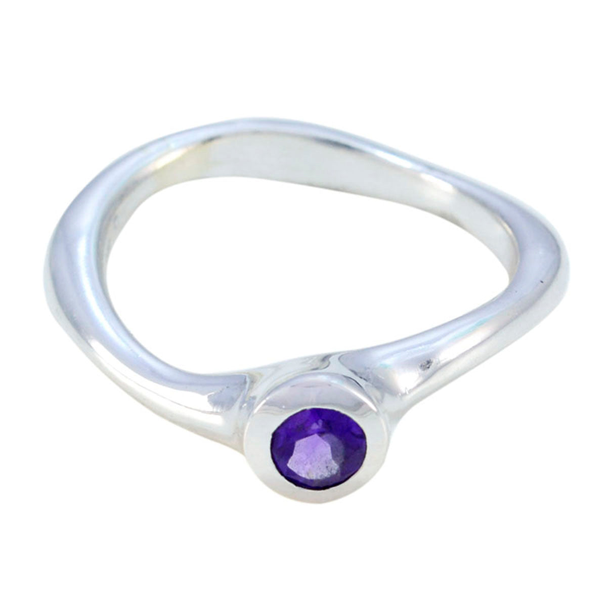 Amethyst Solitaire Japanese 925 Silver Purple Gems Whisper thin Romantic Ring Jewelry