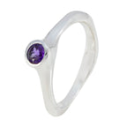 Amethyst Solitaire Japanese 925 Silver Purple Gems Whisper thin Romantic Ring Jewelry