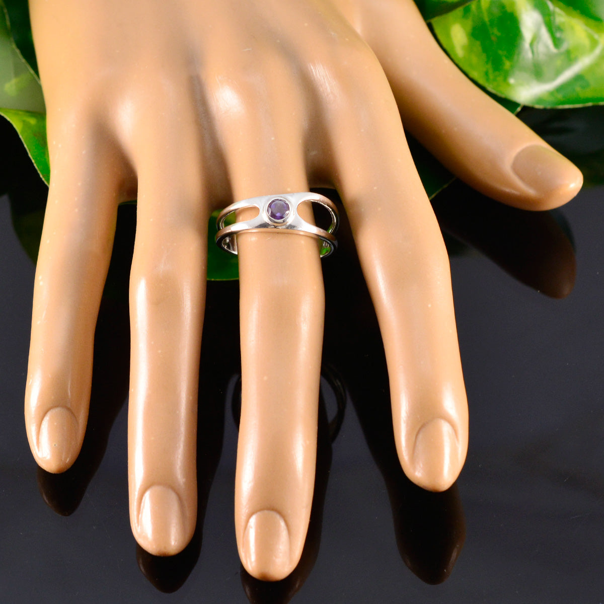 Amethyst Solitaire American 92.5 Silver Purple Gems Whisper thin Abstract Ring Jewelry